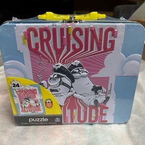 Minions The Rise of Gru Metal lunchbox with 24pc puzzle inside. New